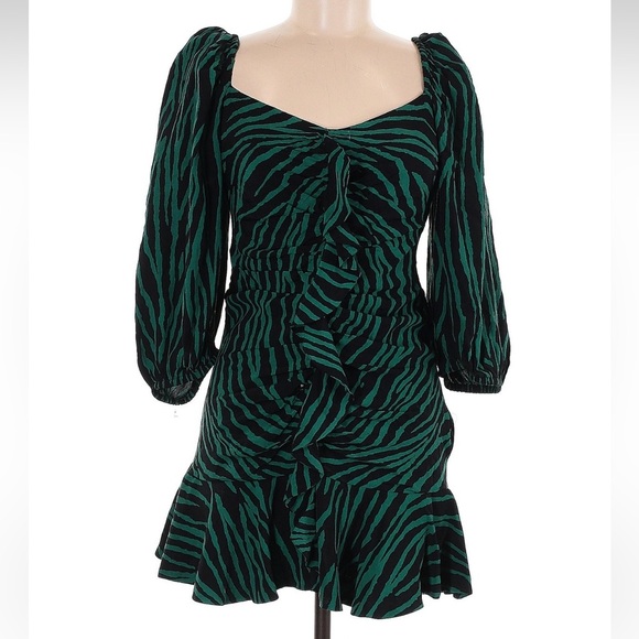 Zara Animal Printed Mini Dress Puff Sleeve Size Medium M NWT Bloggers Favorite - Picture 4 of 14